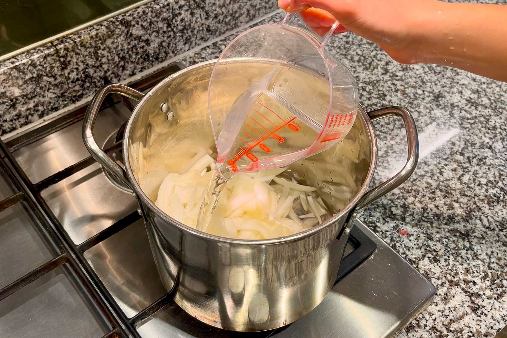 Step two for Pork Miso Soup (Tonjiru)