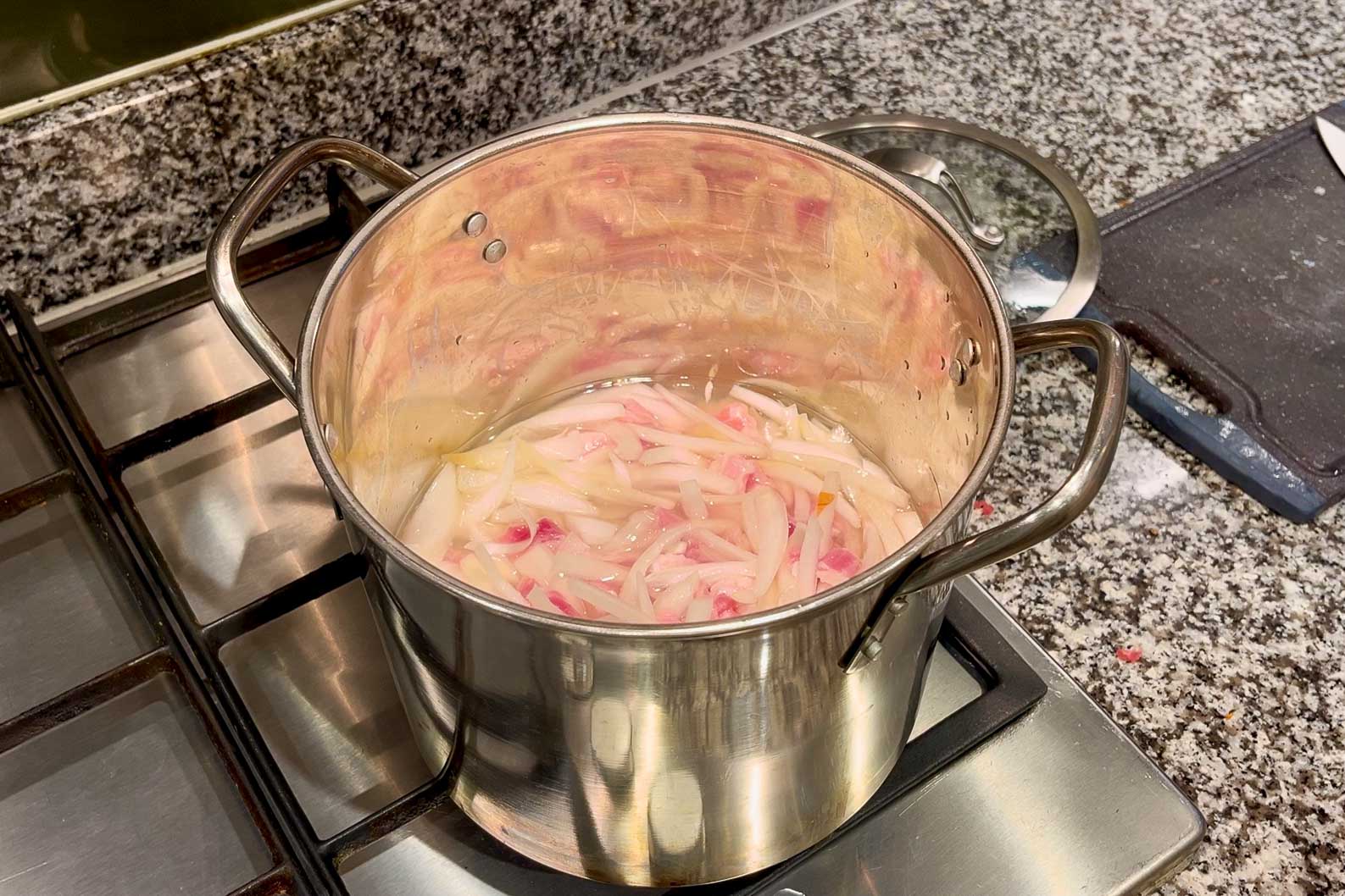 Step three for Pork Miso Soup (Tonjiru)