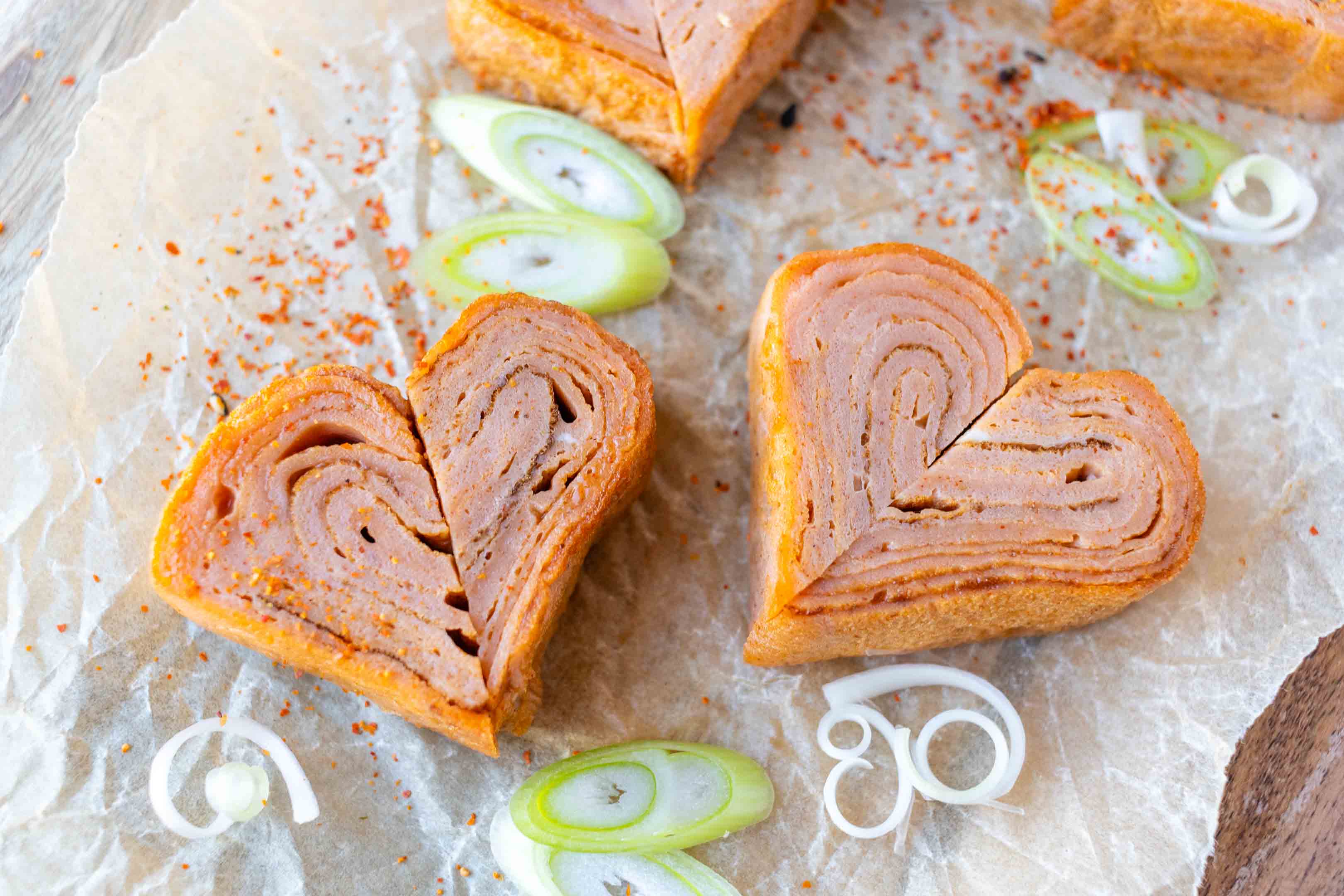 Gochujang Tamagoyaki in a heart shape