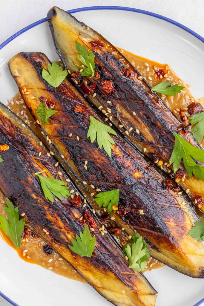 A plate of Miso Aubergines.