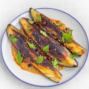 A plate of Miso Aubergines.