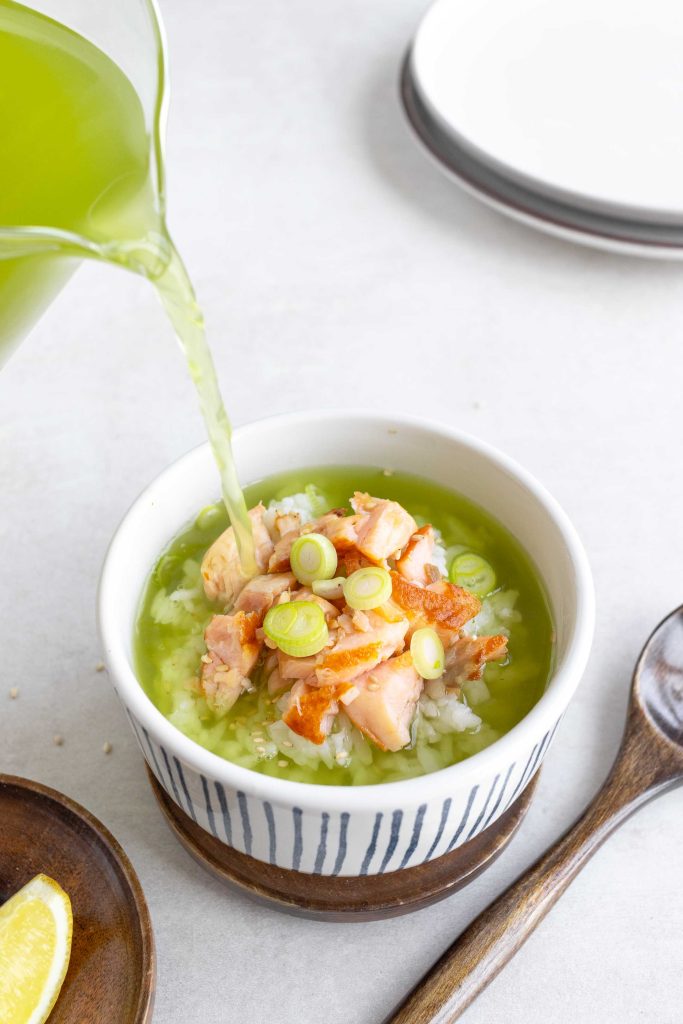 A bowl of Ochazuke (Green tea and rice)