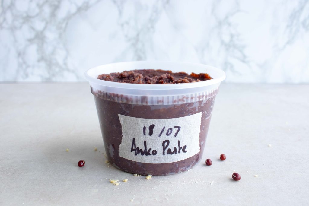 A tub of Anko (sweet red bean paste)