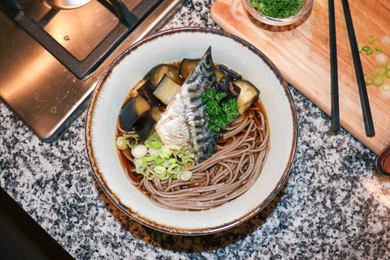 Mackerel and Aubergine Soba Noodle Soup-1
